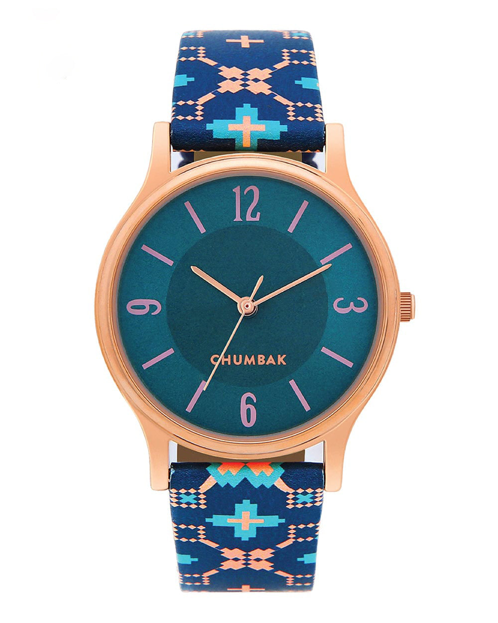 TEAL by Chumbak Ethnic Touch Printed Strap Wrist Watch