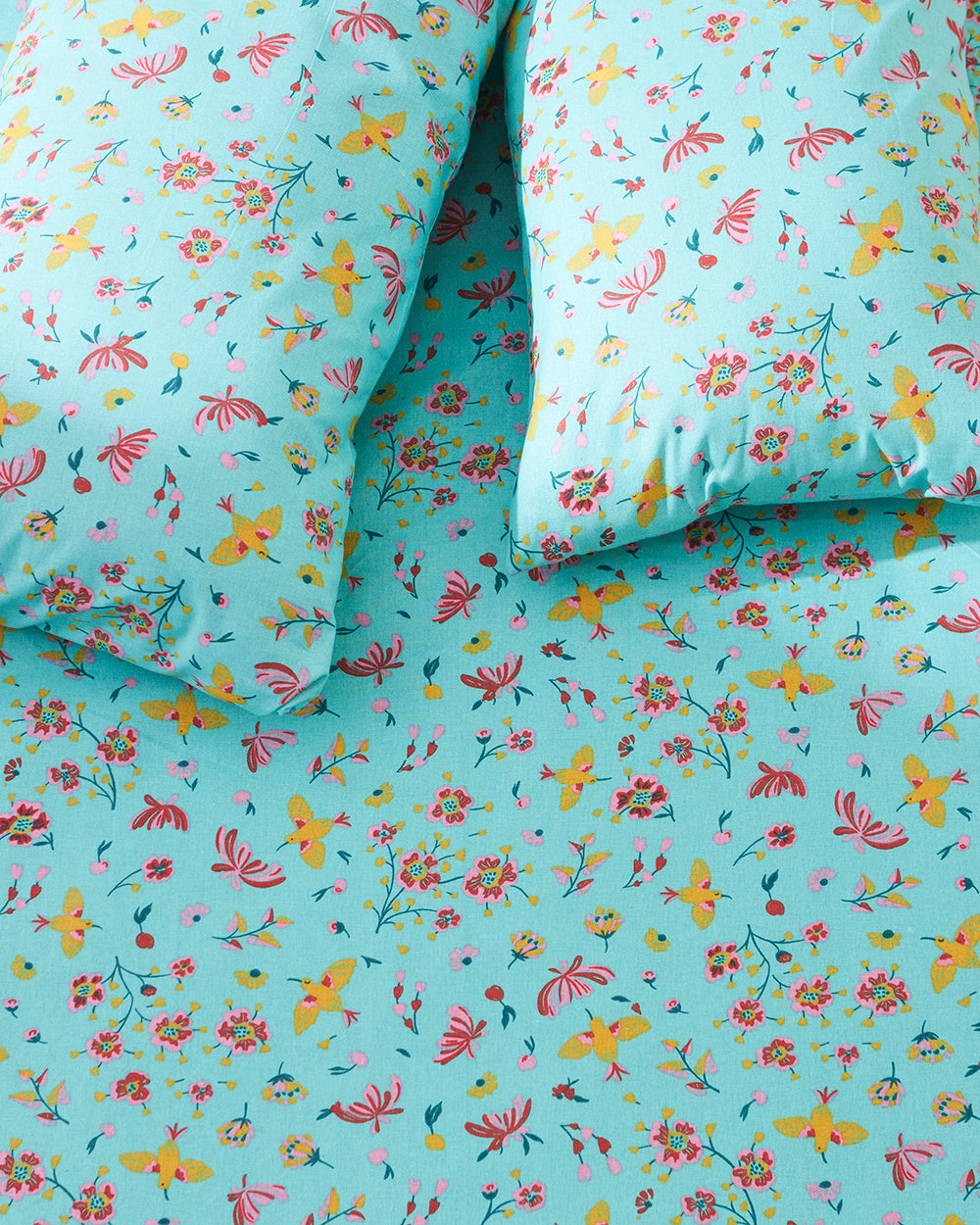 TEAL by Chumbak Arizona Hummingbird Bedsheet - Queen Size, 144TC, Green