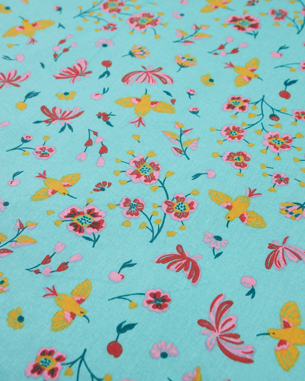 TEAL by Chumbak Arizona Hummingbird Bedsheet - Queen Size, 144TC, Green