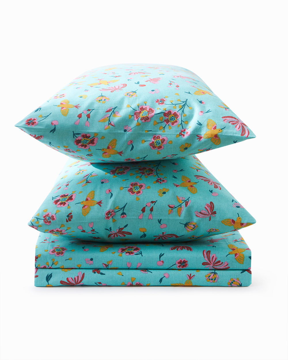 TEAL by Chumbak Arizona Hummingbird Bedsheet - Queen Size, 144TC, Green