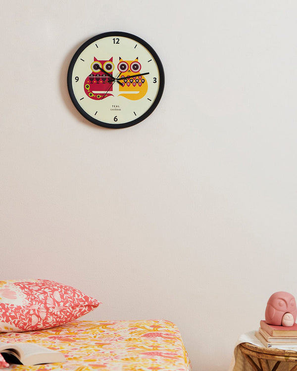 Chumbak Catty Eyes Wall Clock - Distressed Wood Rim