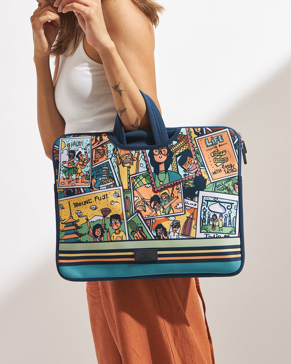 TEAL By Chumbak Around the world Laptop Sleeve - 15inch