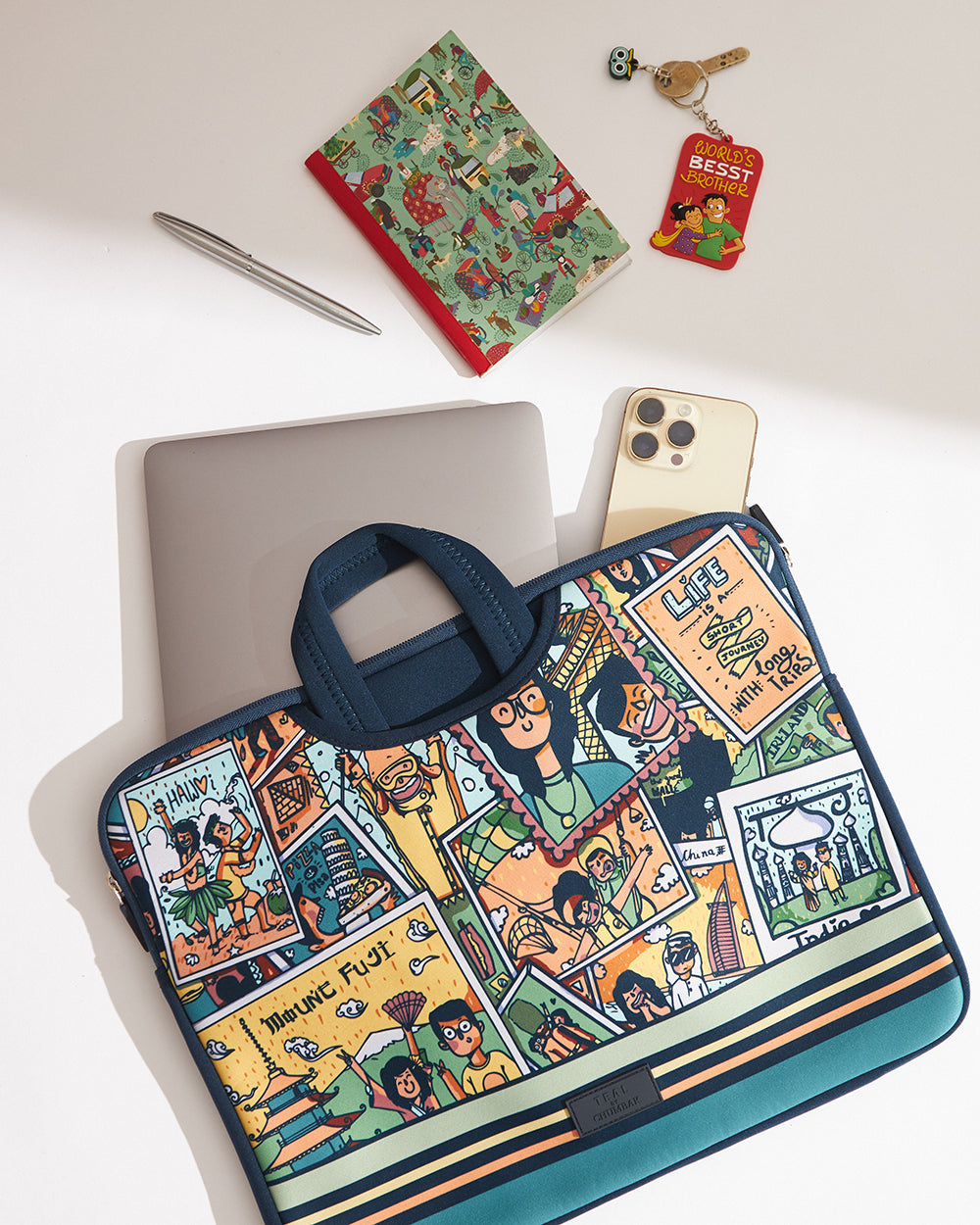 TEAL By Chumbak Around the world Laptop Sleeve - 15inch