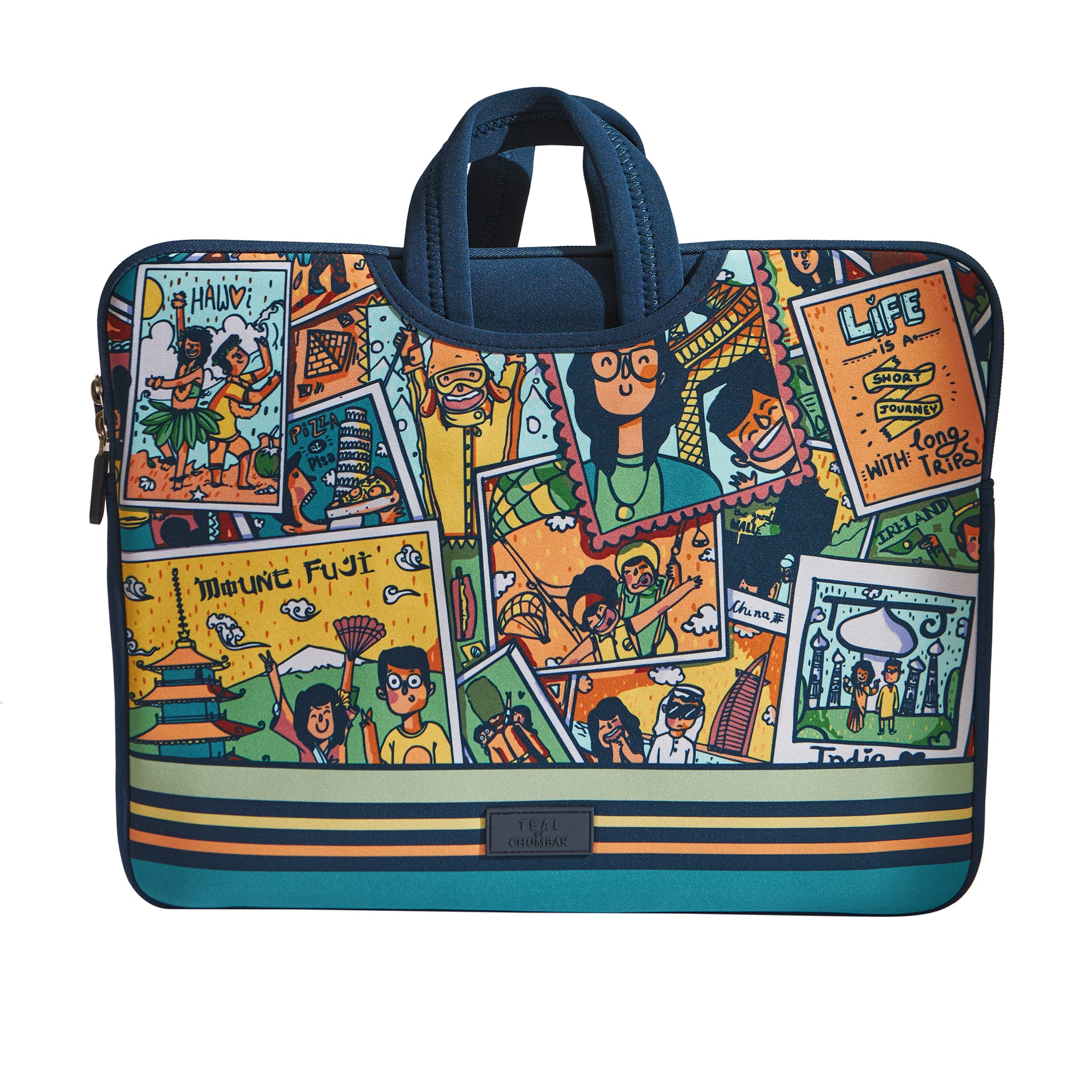 TEAL By Chumbak Around the world Laptop Sleeve - 15inch
