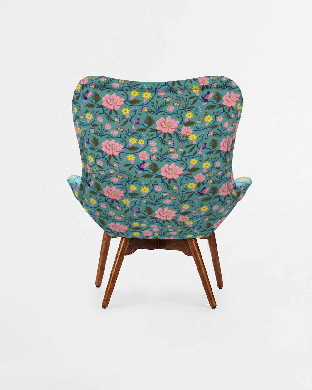 Mid Century Modern Wing Chair - Spring Bloom