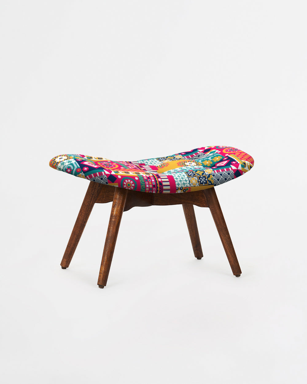 Mid Century Modern Foot Rest - Floral Swirls