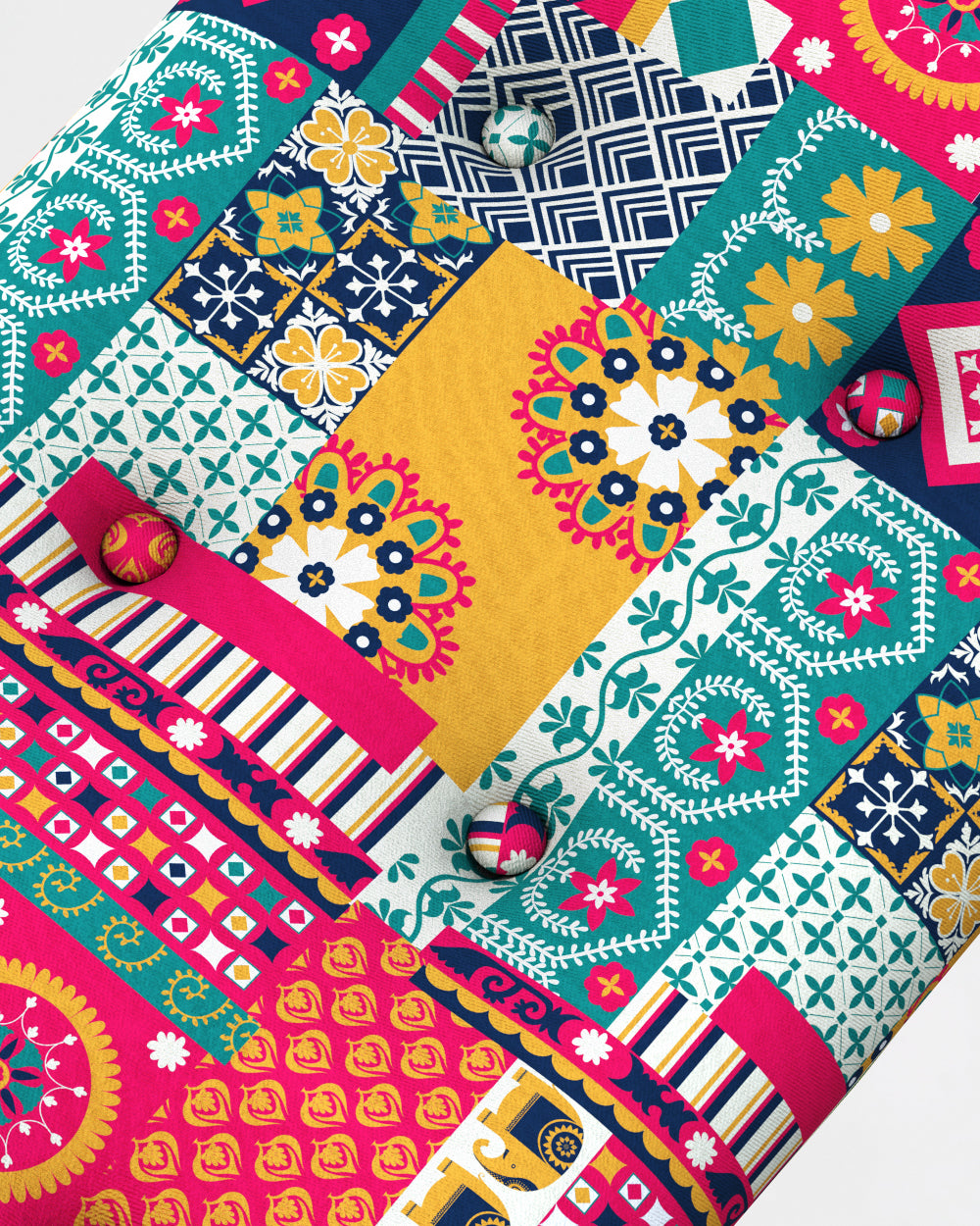 Mid Century Modern Foot Rest Floral Swirls