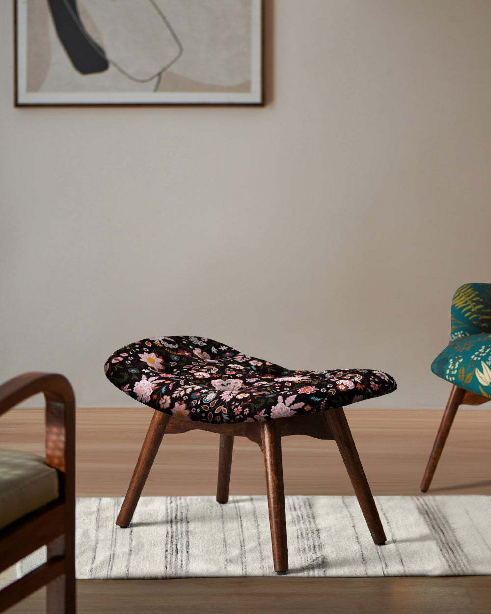 Mid Century Modern Foot Rest - Bohemian Paisley