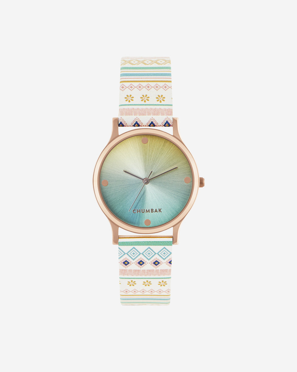 TEAL by Chumbak Ombre Aztec Watch-White