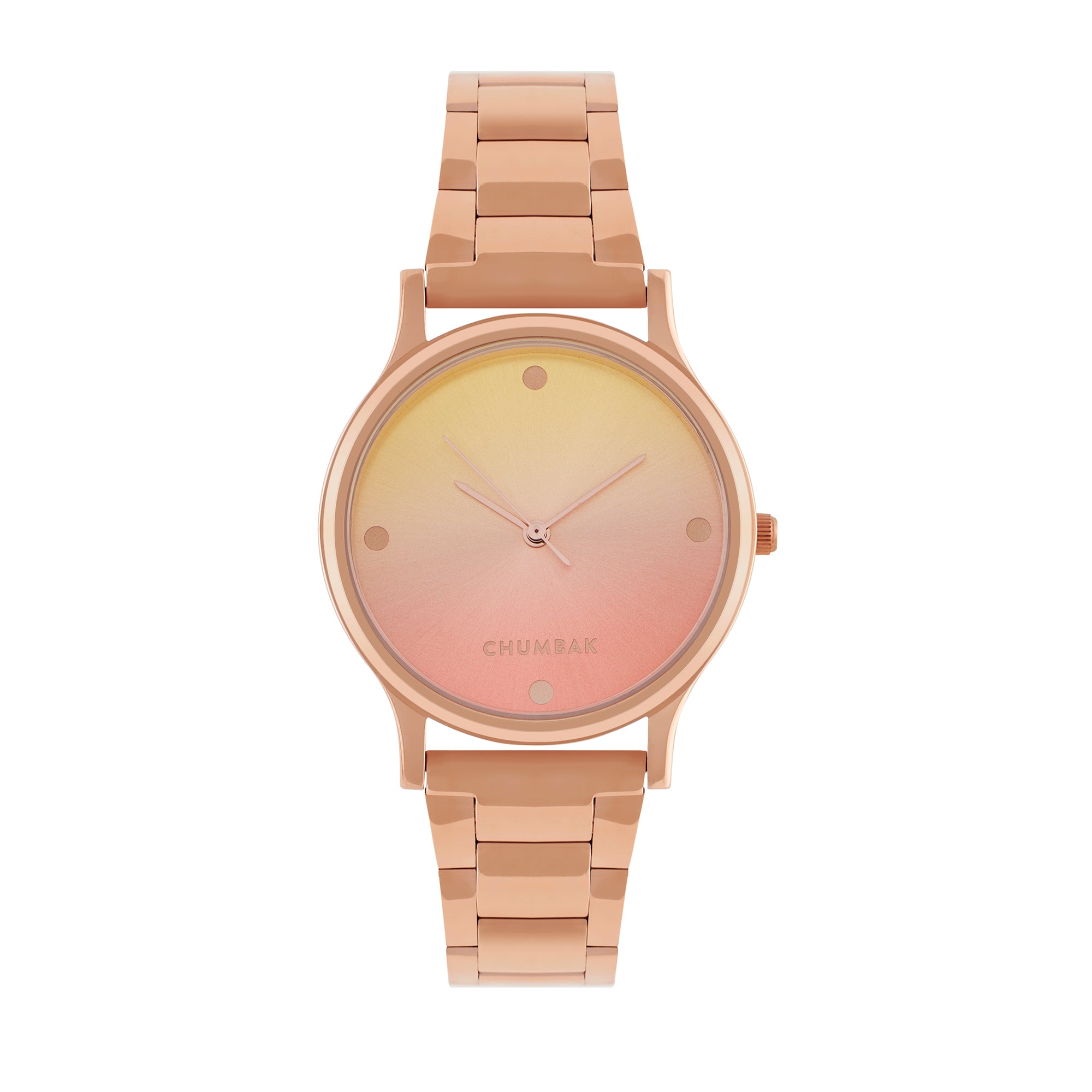 TEAL by Chumbak Sunset Ombre Watch, Metal link Strap