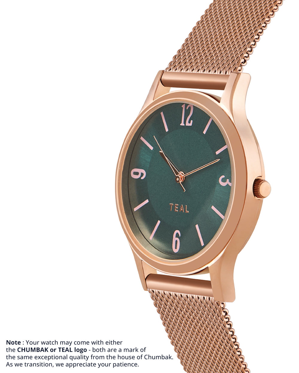 TEAL by Chumbak Forest Jade Watch, Metal Mesh Strap