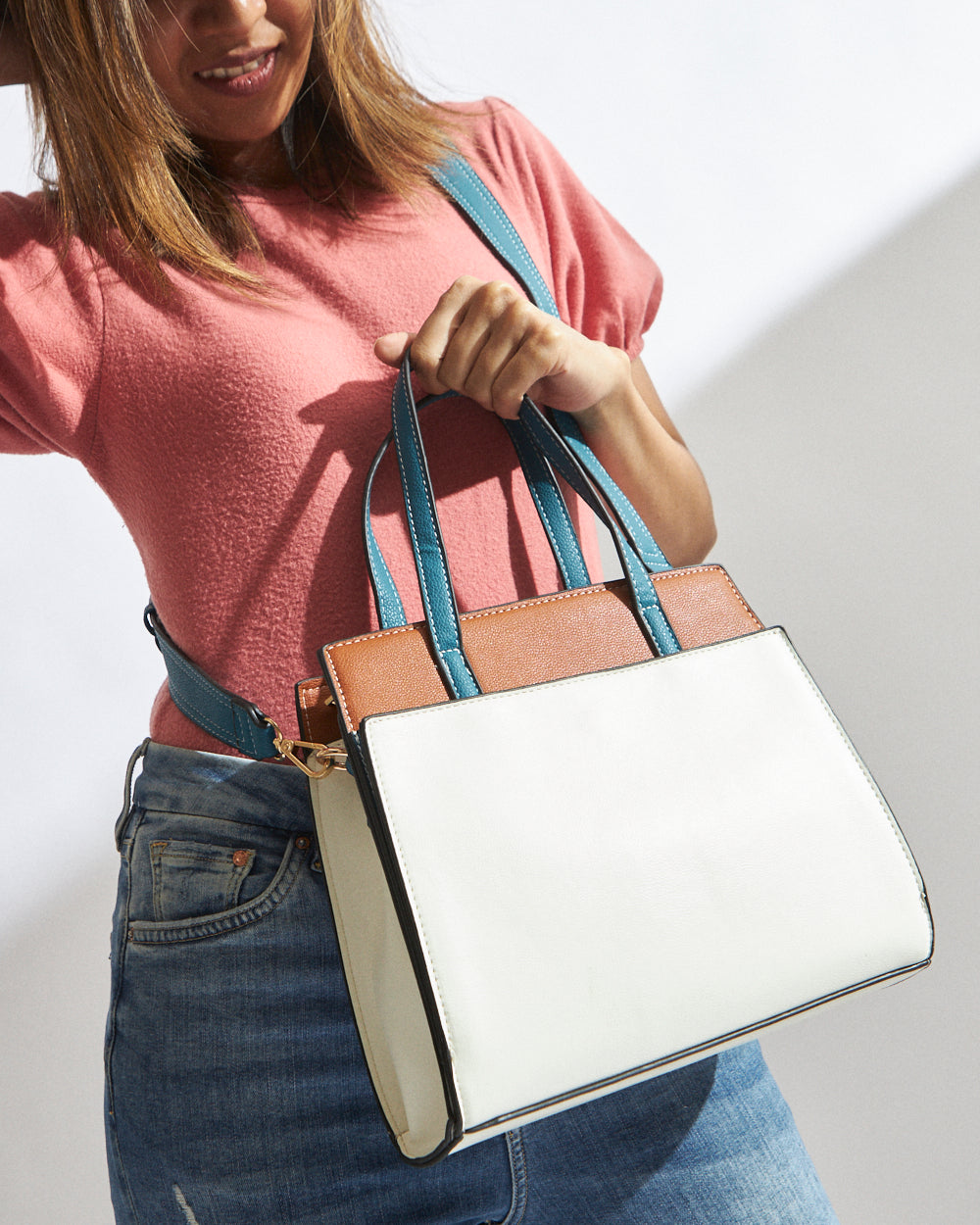 Girl Boss Tote – White & Brown 