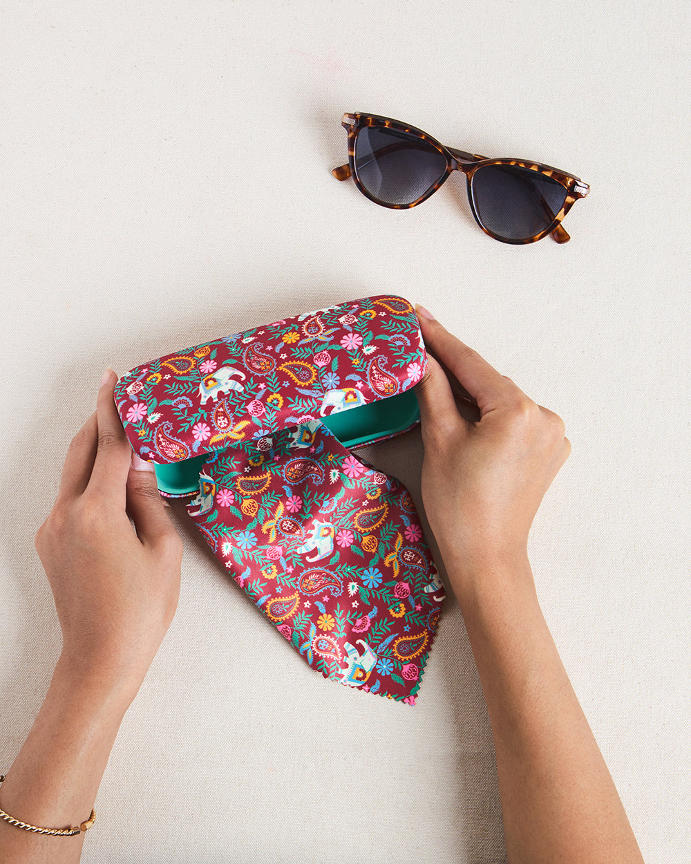 Chumbak Paisley Blossoms Red Eyewear Case