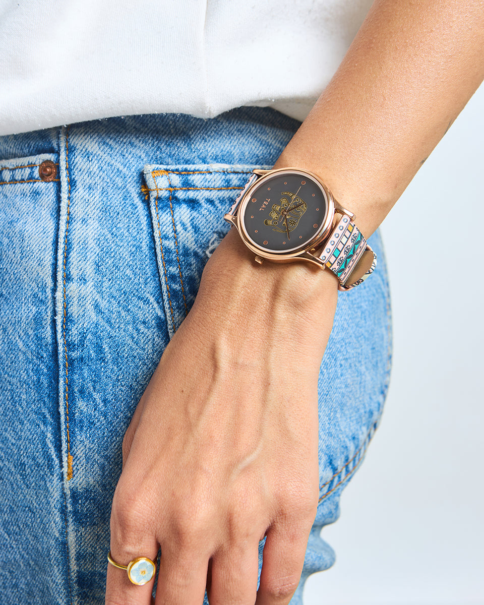 TEAL by Chumbak Carnival Elephant Watch-Black - Main Image