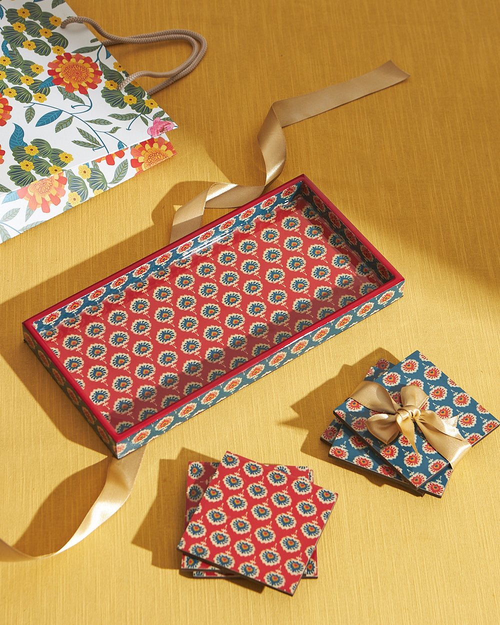 Ikat Coasters & Tray Set