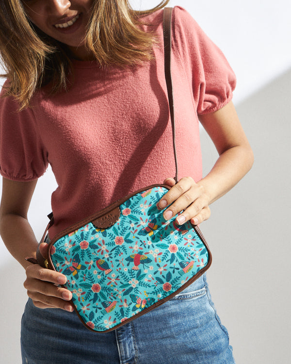 Teal By Chumbak Birds of Paradise Rectangle Sling Bag