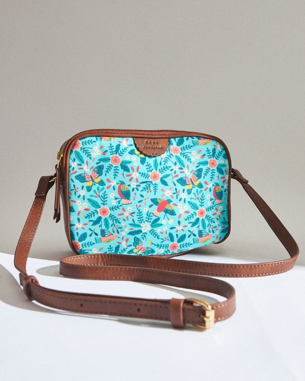 Teal By Chumbak Birds of Paradise Rectangle Sling Bag