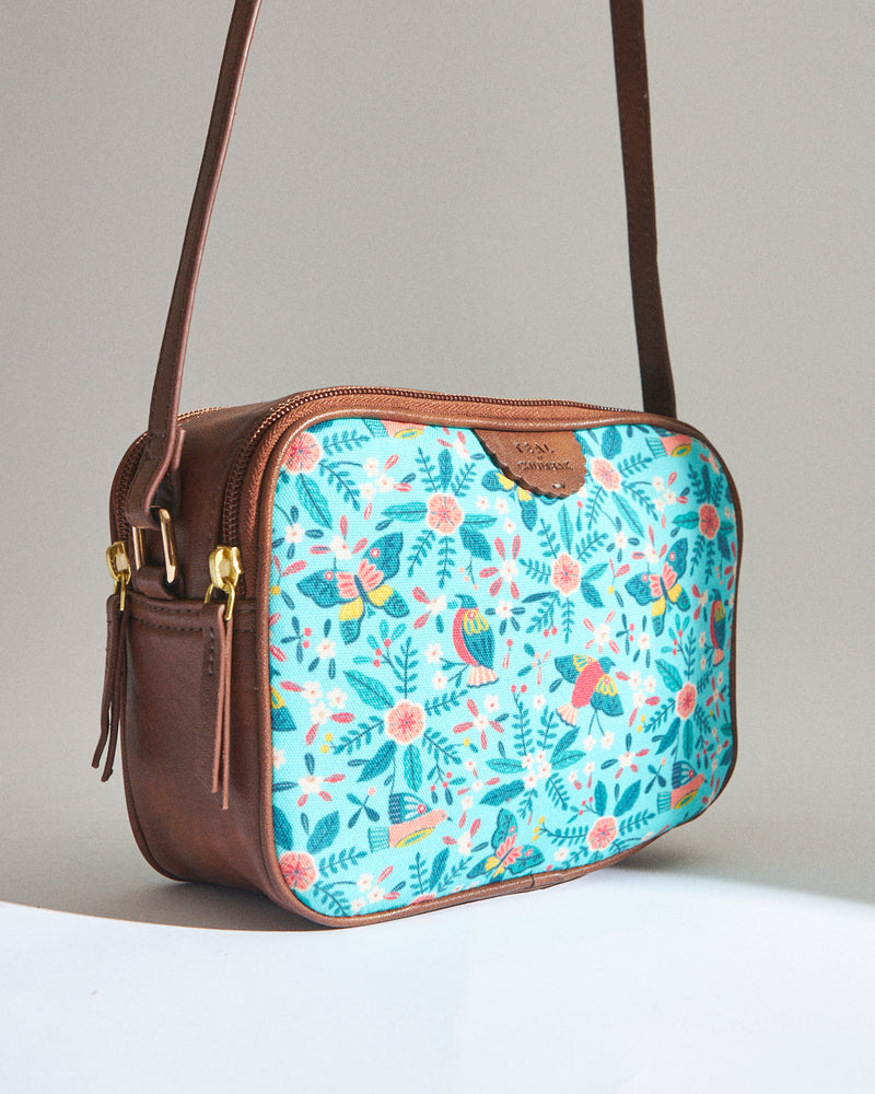 Teal By Chumbak Birds of Paradise Rectangle Sling Bag