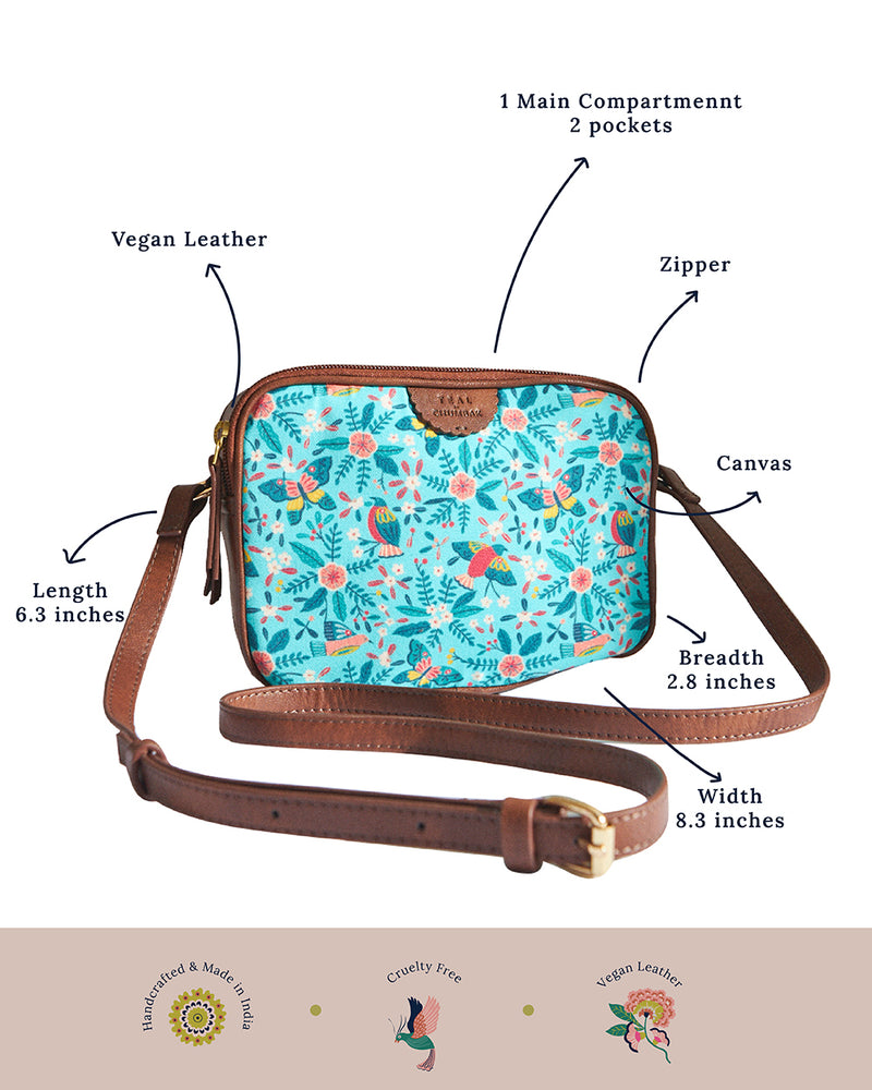 Teal By Chumbak Birds of Paradise Rectangle Sling Bag