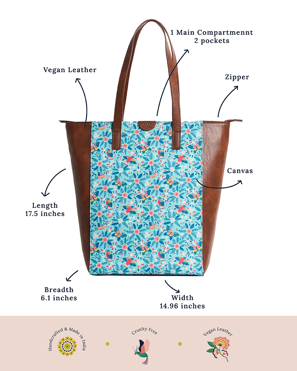 Teal By Chumbak Birds of Paradise Tote