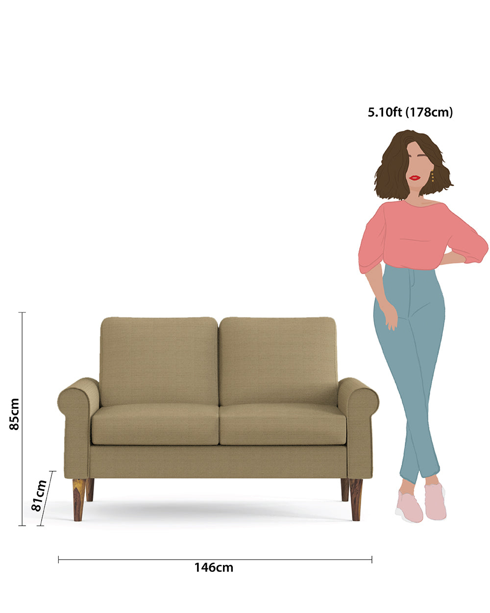Colonial Couch 2 Seater Beach Beige