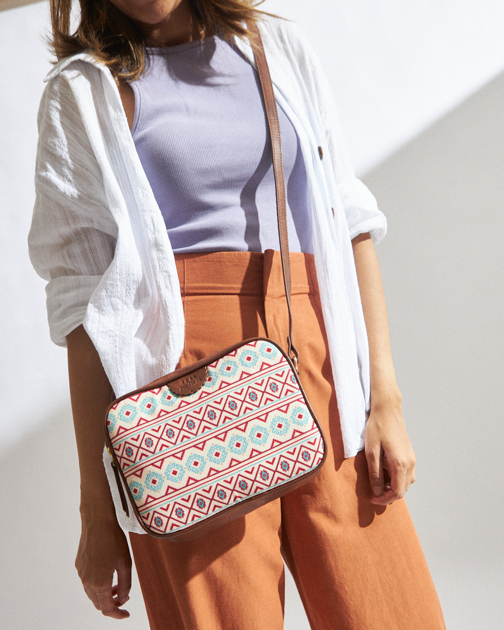 Teal By Chumbak Mercado Aztec Rectangular Sling Bag