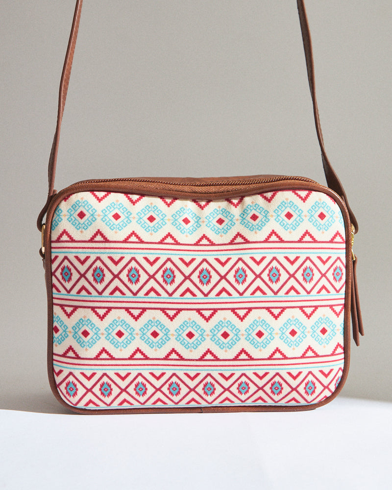 Teal By Chumbak Mercado Aztec Rectangular Sling Bag