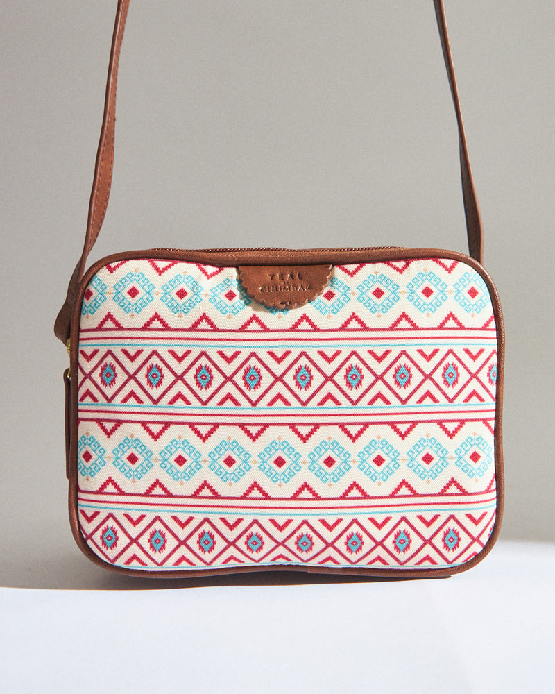 Teal By Chumbak Mercado Aztec Rectangular Sling Bag