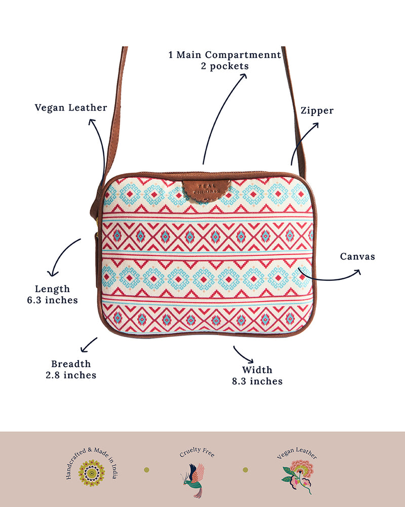 Teal By Chumbak Mercado Aztec Rectangular Sling Bag