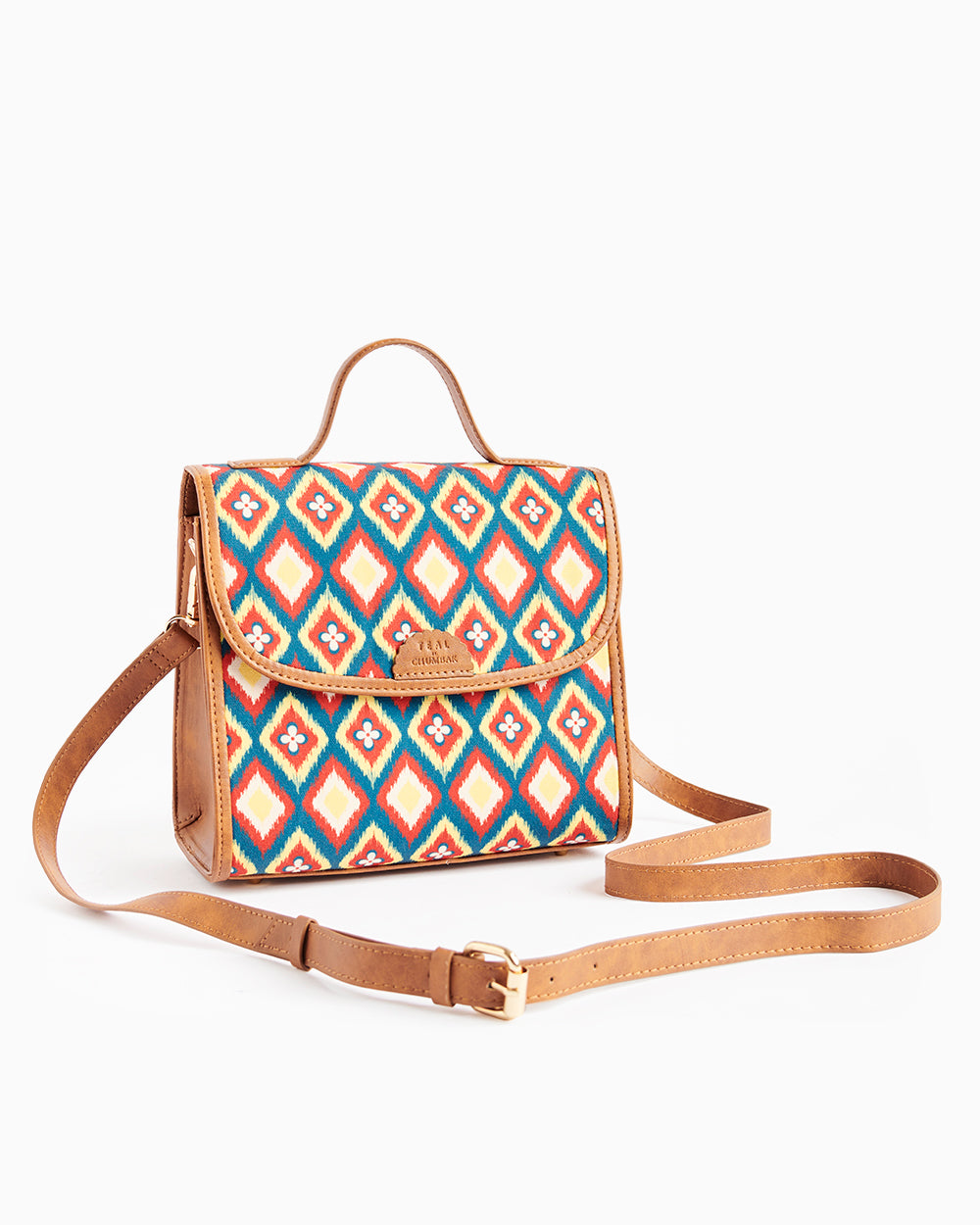 Messenger Crossbody Bag | printed canvas and PU