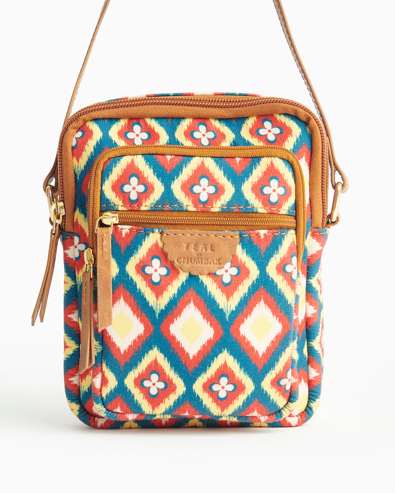Teal by Chumbak Ikkat Glow wallet Sling Bag