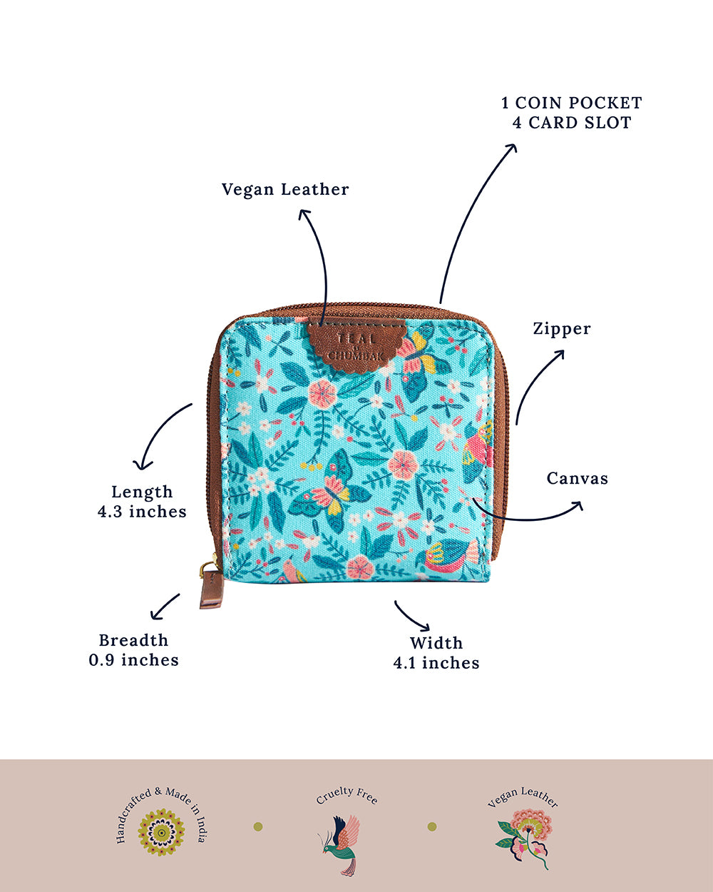 TealByChumbak Birds of Paradise Mini Wallet