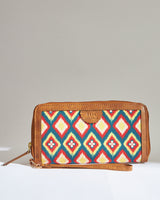 TealByChumbak Ikkat Glow Long Wallet