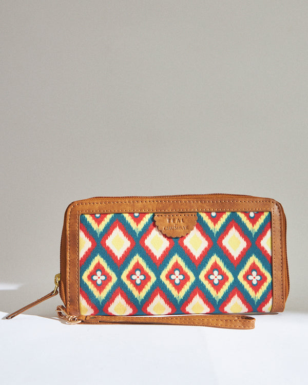 TealByChumbak Ikkat Glow Long Wallet