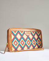 TealByChumbak Ikkat Glow Long Wallet