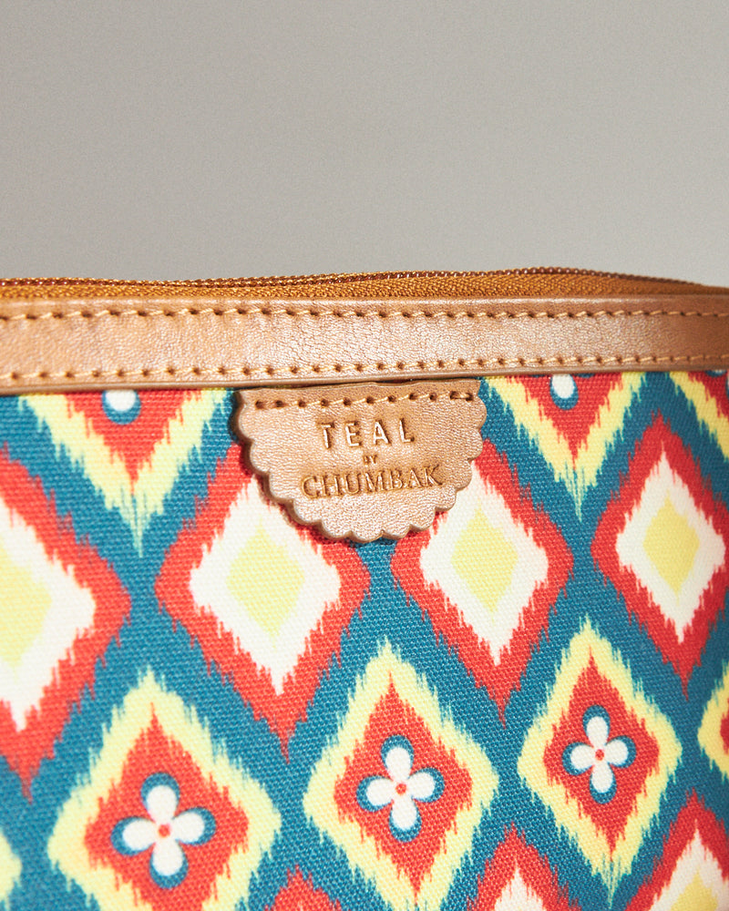 TealByChumbak Ikkat Glow Long Wallet