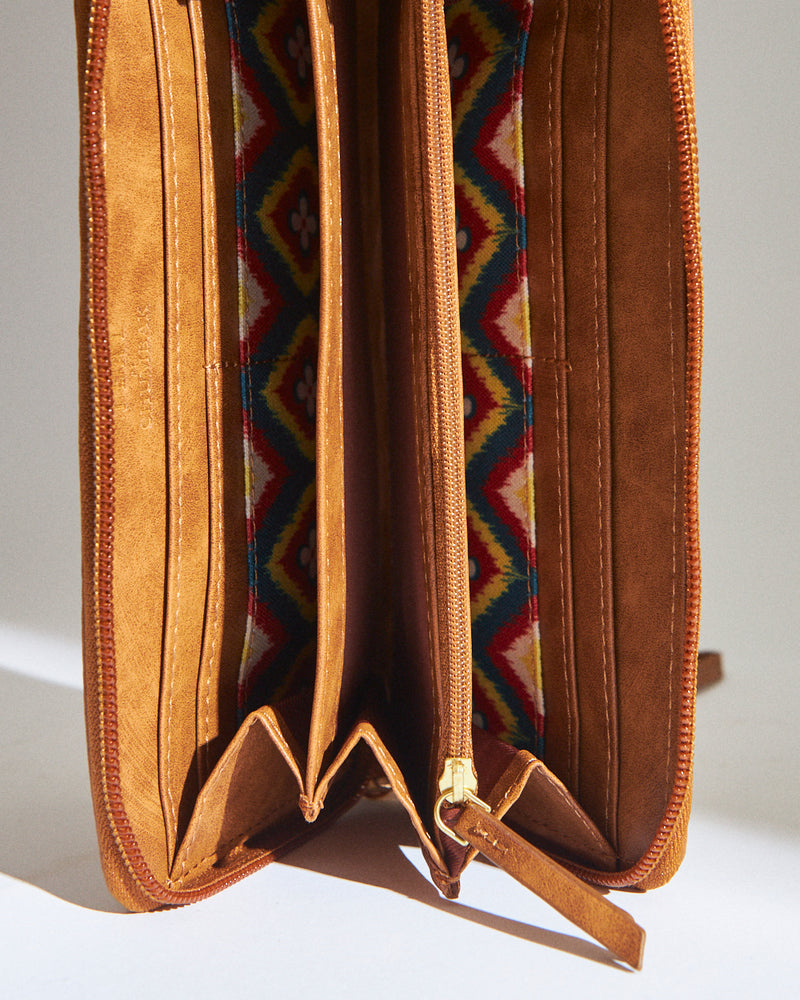 TealByChumbak Ikkat Glow Long Wallet