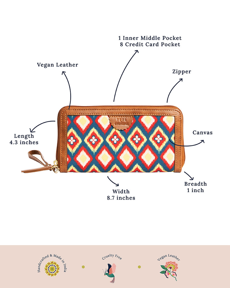 TealByChumbak Ikkat Glow Long Wallet
