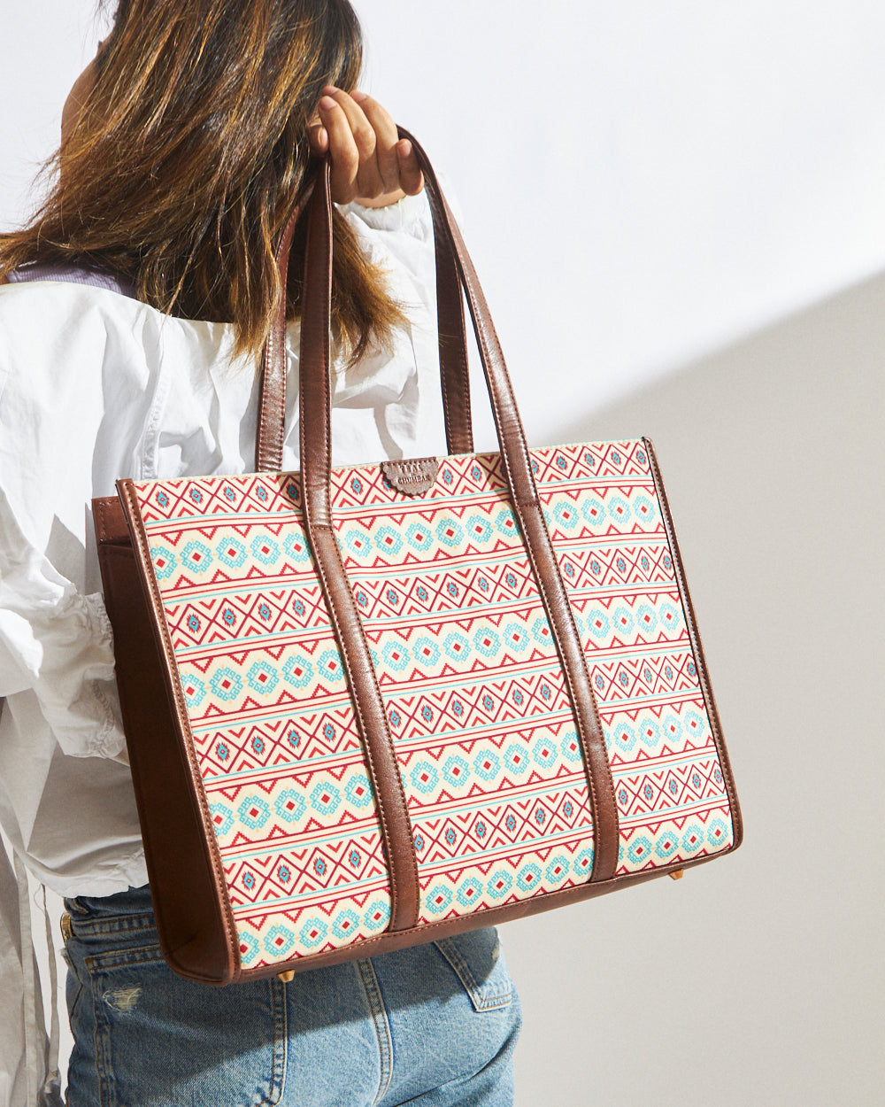 TealByChumbak Mercado Aztec Canvas Tote