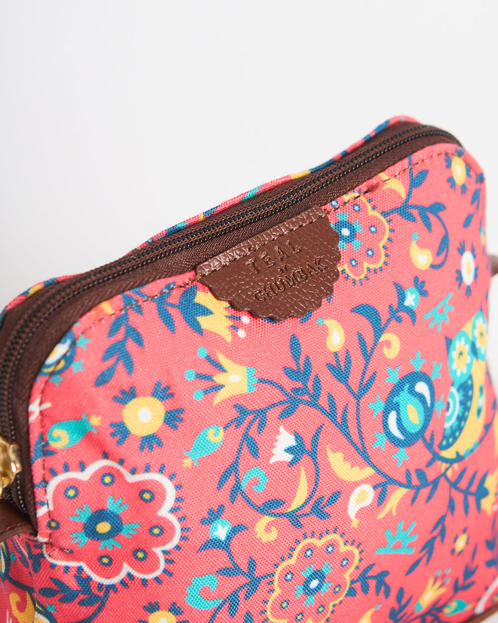 Teal By Chumbak Bukhara Blooms and Boons Sling Bag - Coral