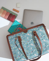Teal by Chumbak Grey Bloom Office Tote