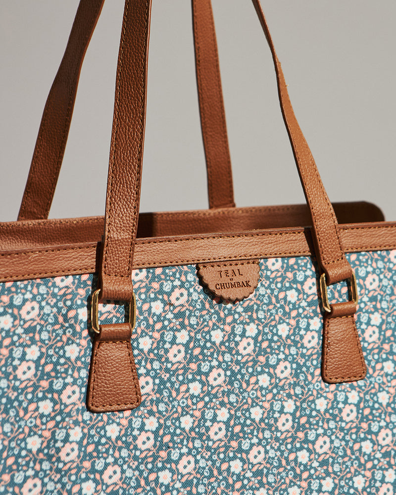 Teal by Chumbak Floral Beds Office Tote