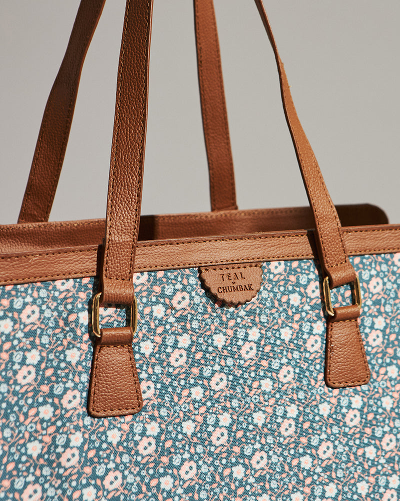 Teal by Chumbak Floral Beds Office Tote