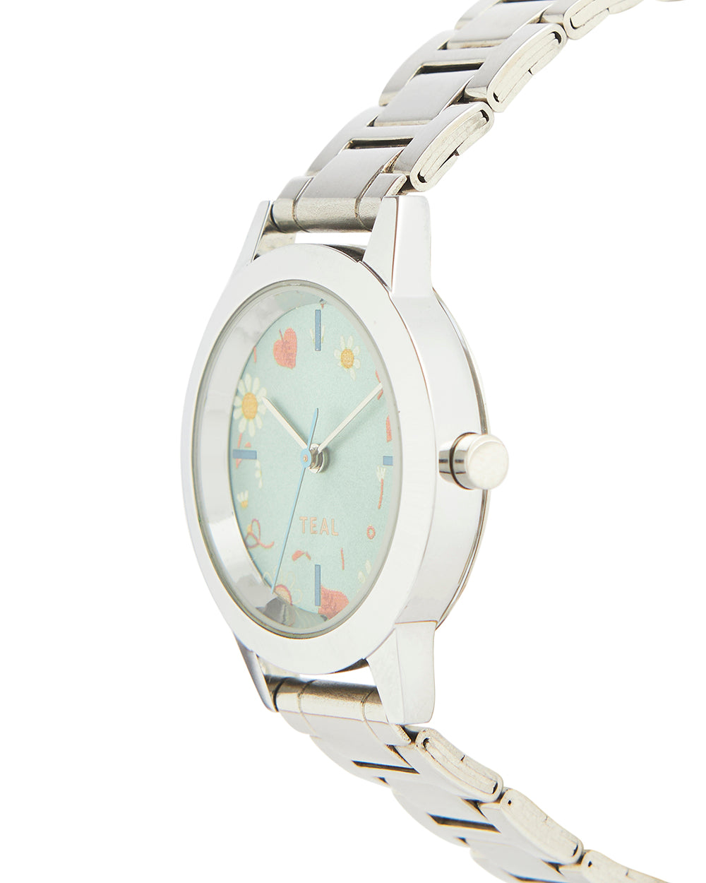 Teal by Chumbak Spring Watch | Metal Link Strap - Silver