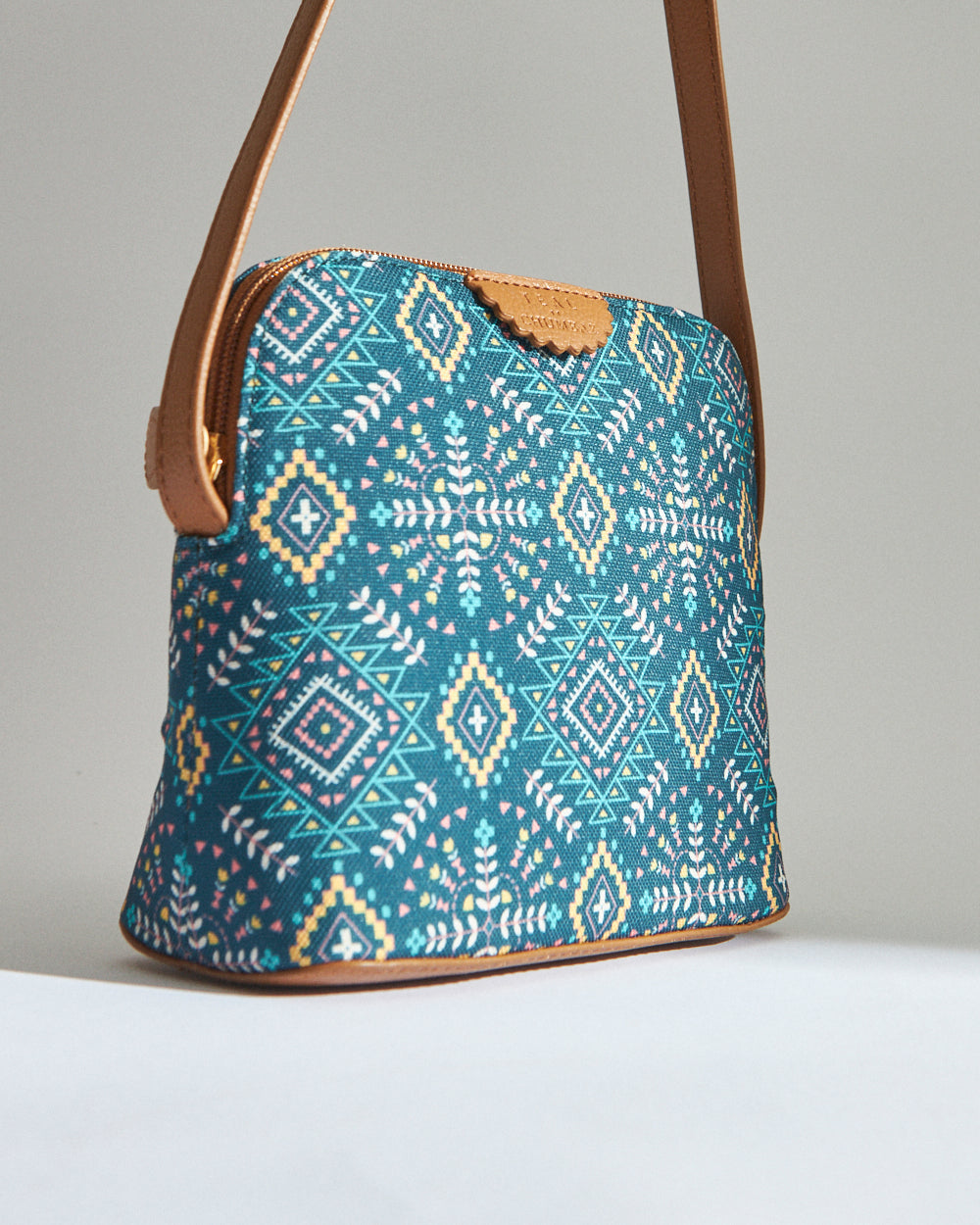 Chumbak Rustic Embroidered Sling Bag - Navy