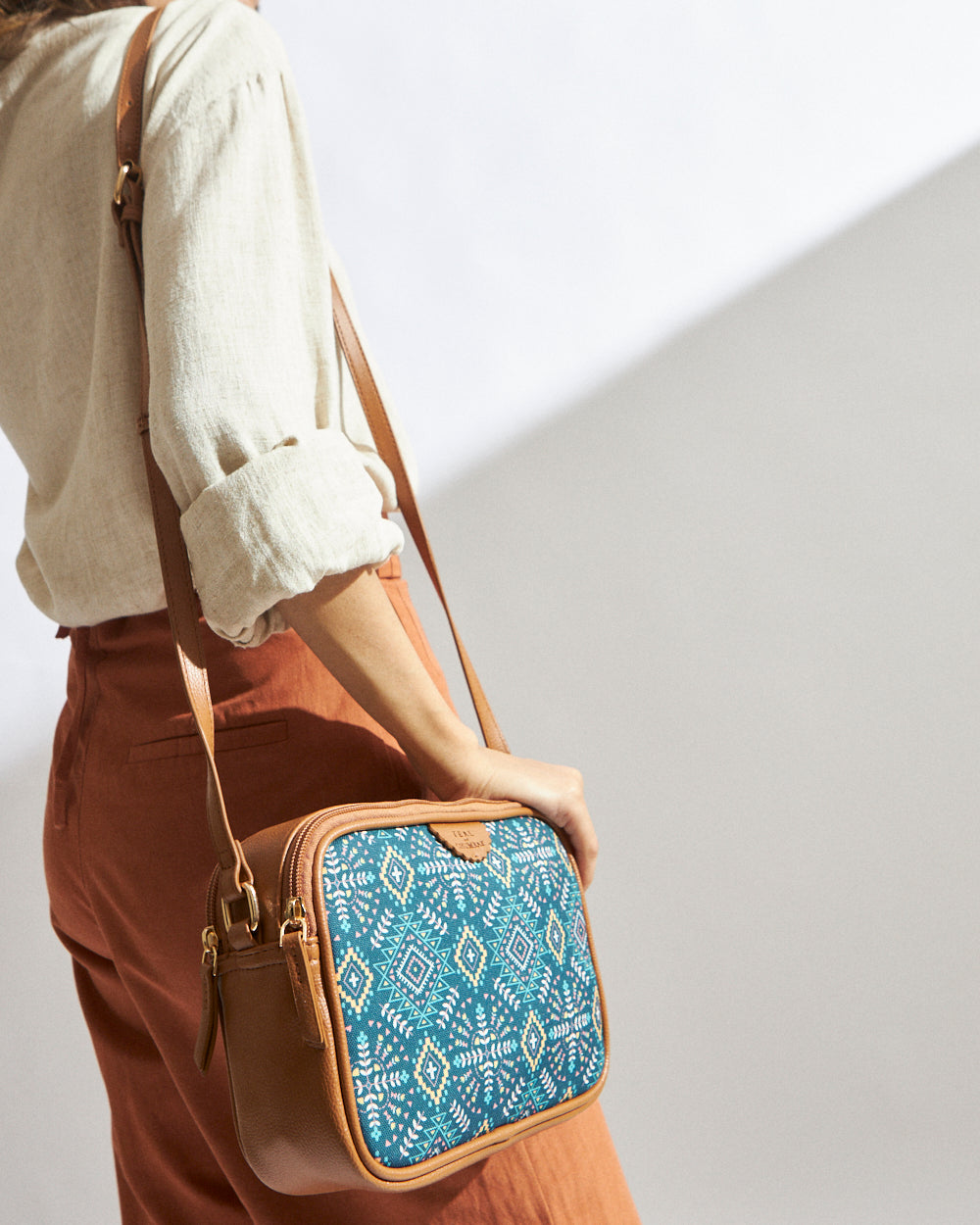 Teal by Chumbak Mexico Aztec Box Sling Bag