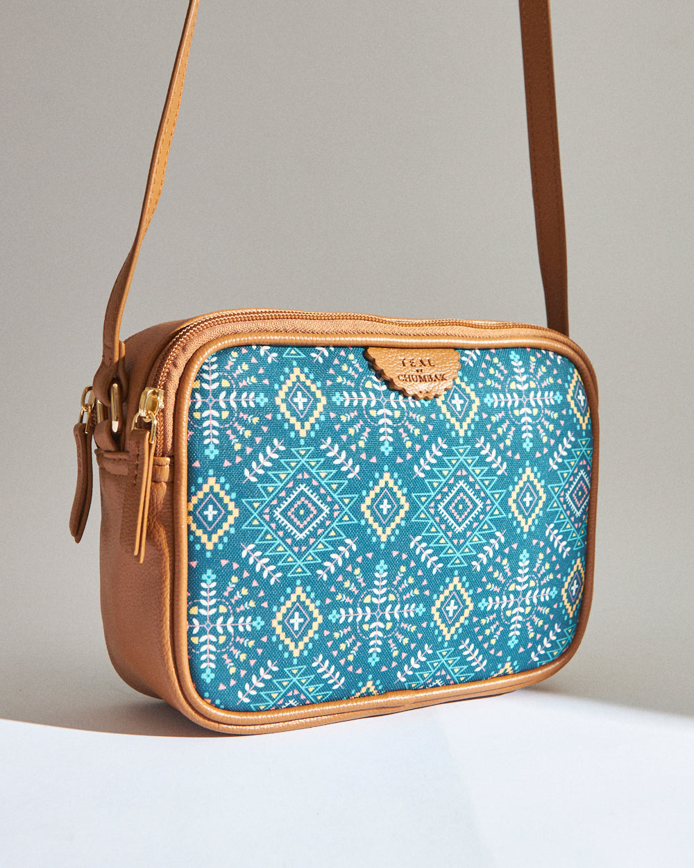 Teal by Chumbak Mexico Aztec Box Sling Bag