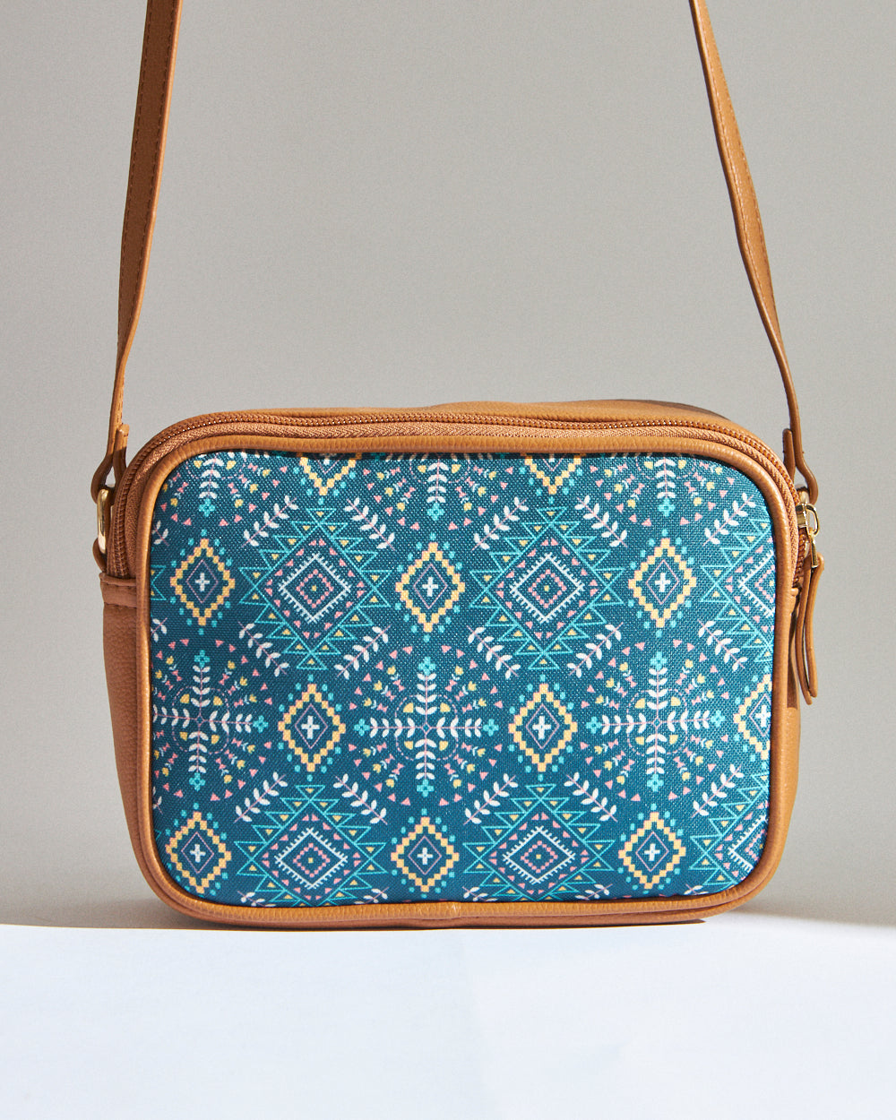 Teal by Chumbak Mexico Aztec Box Sling Bag