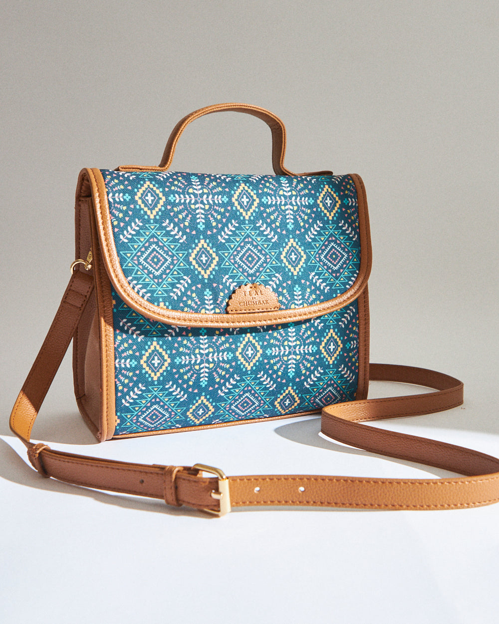 Messenger Crossbody Bag | printed canvas and PU