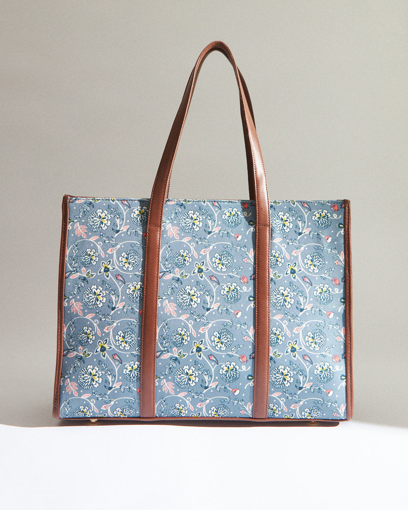 Teal by Chumbak Grey Bloom Canvas Tote